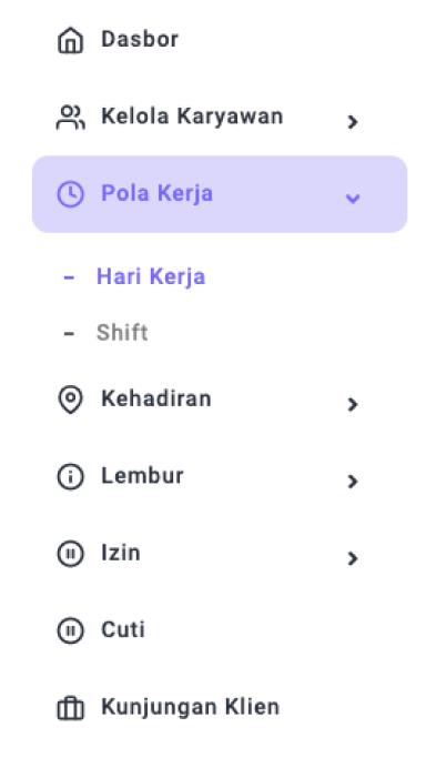 menu work pattern
